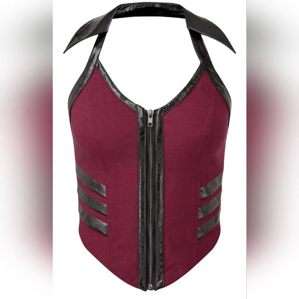 Killstar Anita Ammo Halter Top in Blood Red